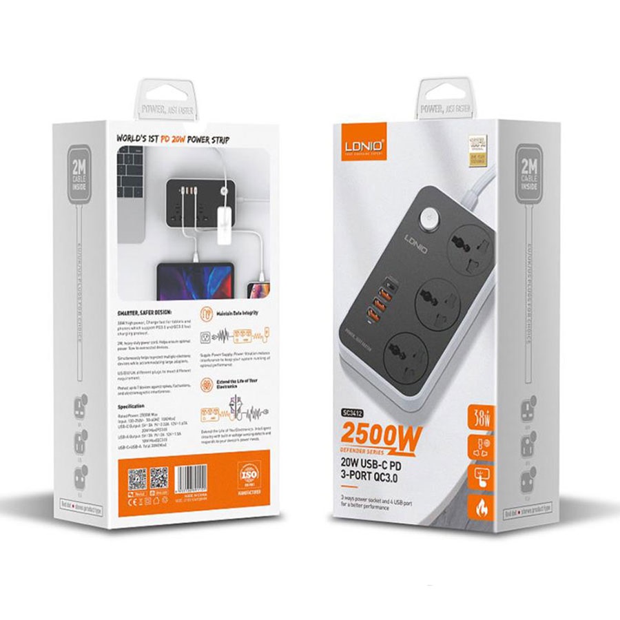 چند راهی برق الدینیو LDNIO SC3412 جدید