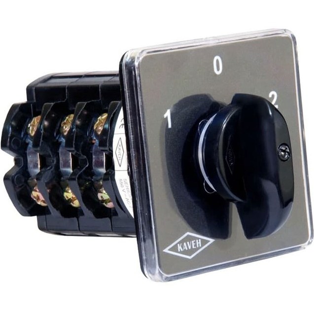 کلید گردان سه فاز 2 طرفه 16 آمپر کاوه 1607