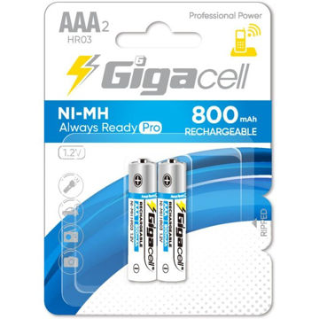 باتری نیم قلمی قابل شارژ گیگاسل مدل 800mAh بسته 2 عددی