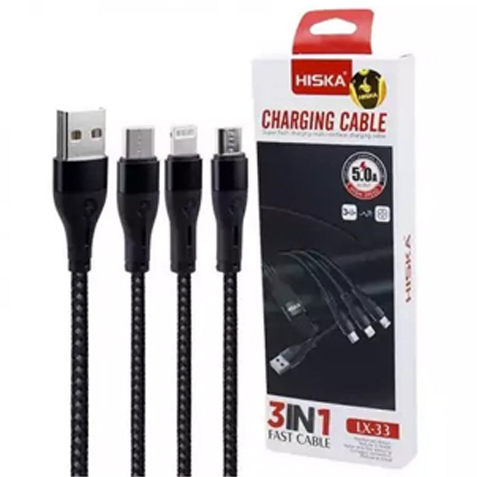 کابل فست اندروید و آیفون و تایپ سی هیسکا