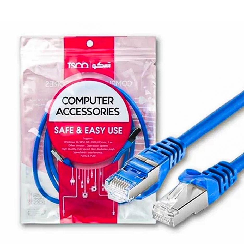 کابل شبکه 2 متر سر فلز CAT6 تسکو