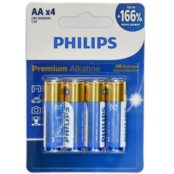 باتری قلمی فیلیپس اصل Premium Alkaline AA بسته ۴ عددی