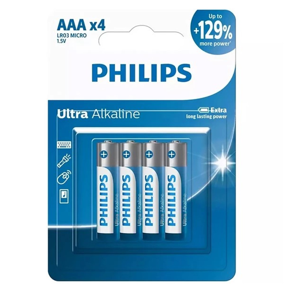 باتری نیم قلمی فیلیپس مدل Ultra Alkaline بسته چهار عددی