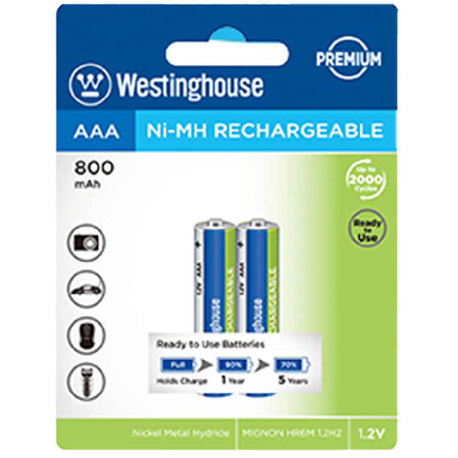 باتری نیم‌ قلمی شارژی وستینگهاوس AAA ظرفیت 800 میلی‌آمپر