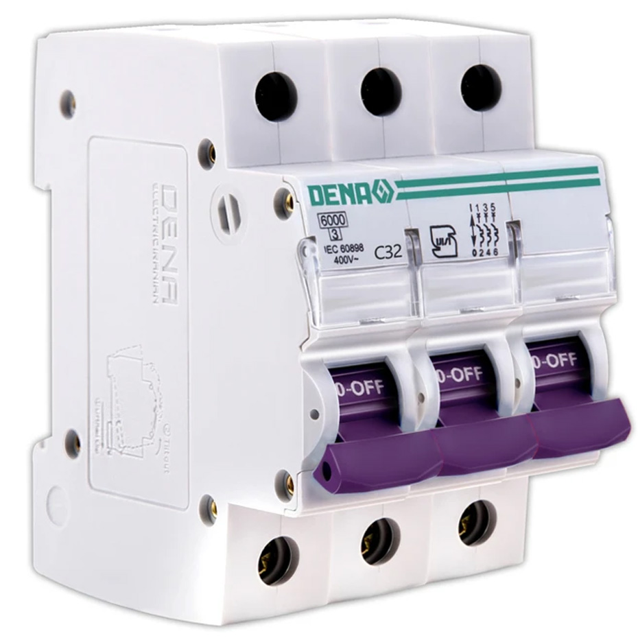 فیوز مینیاتوری چهارپل 32 آمپر دنا الکتریک ایرانیان مدل C32-6KA-4P