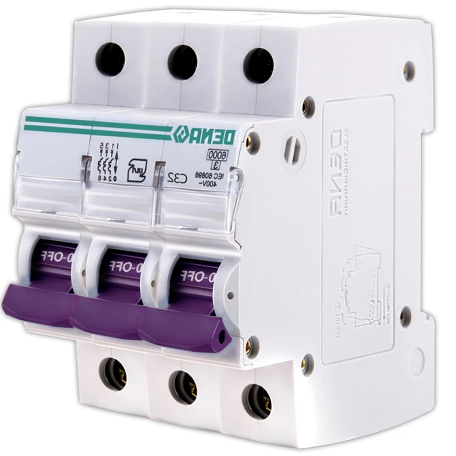 فیوز مینیاتوری چهارپل 32 آمپر دنا الکتریک ایرانیان مدل C32-6KA-4P