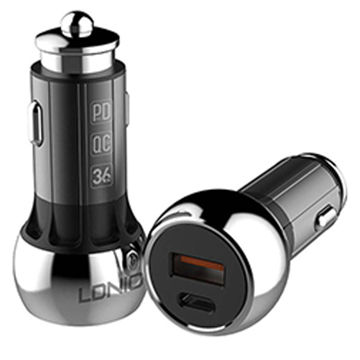فندکی فست شارژ دو خروج تایپ C و USB الدنیو C1 با کابل تایپ C