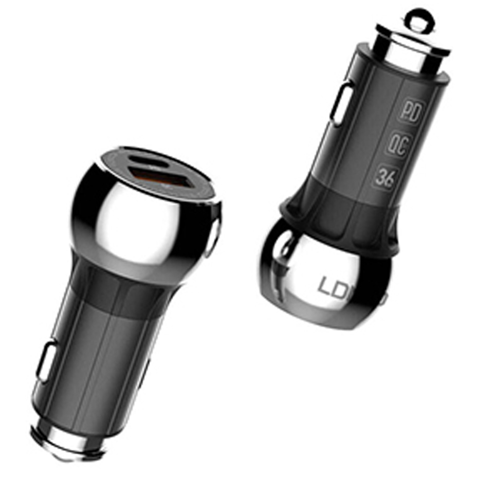 فندکی فست شارژ دو خروج تایپ C و USB الدنیو C1 با کابل تایپ C