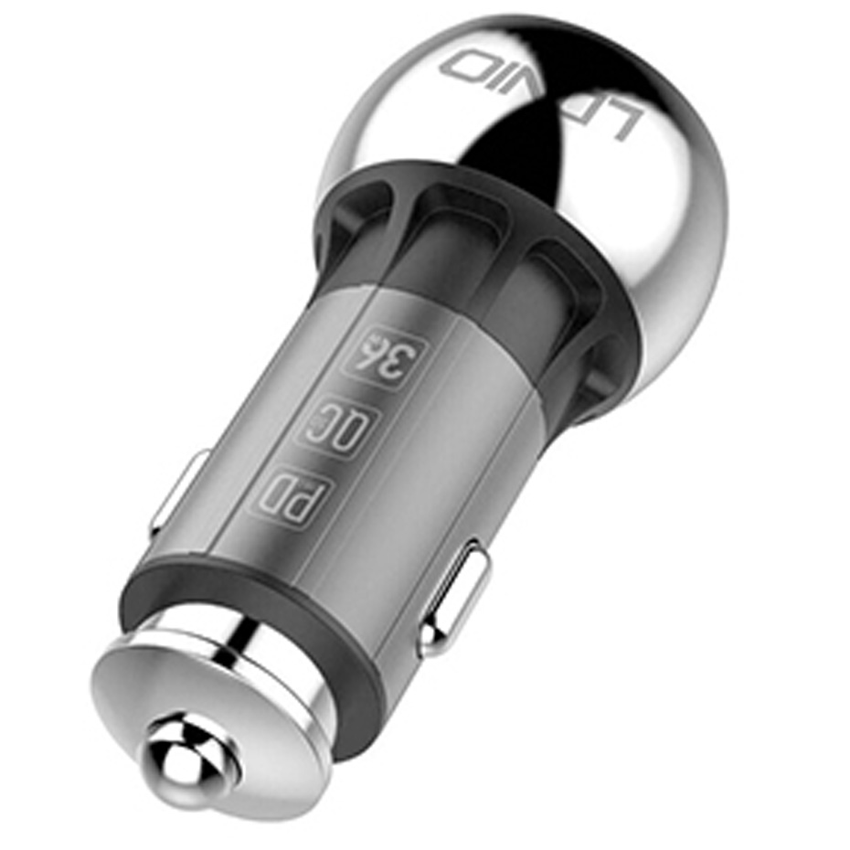 فندکی فست شارژ دو خروج تایپ C و USB الدنیو C1 با کابل تایپ C