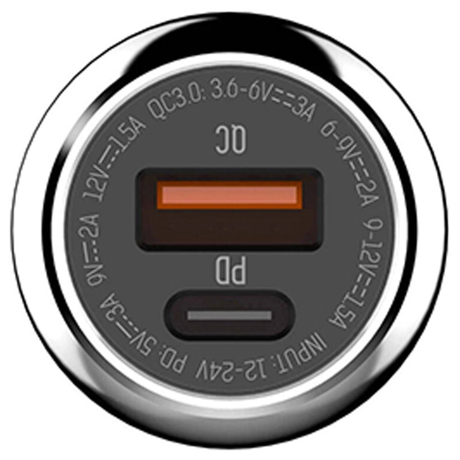 فندکی فست شارژ دو خروج تایپ C و USB الدنیو C1 با کابل تایپ C