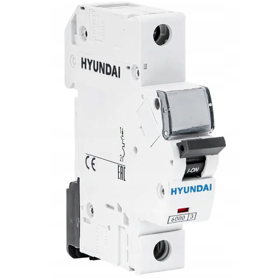 کلید مینیاتوری 25 آمپر تک پل هیوندای کد B25-6KA-1P