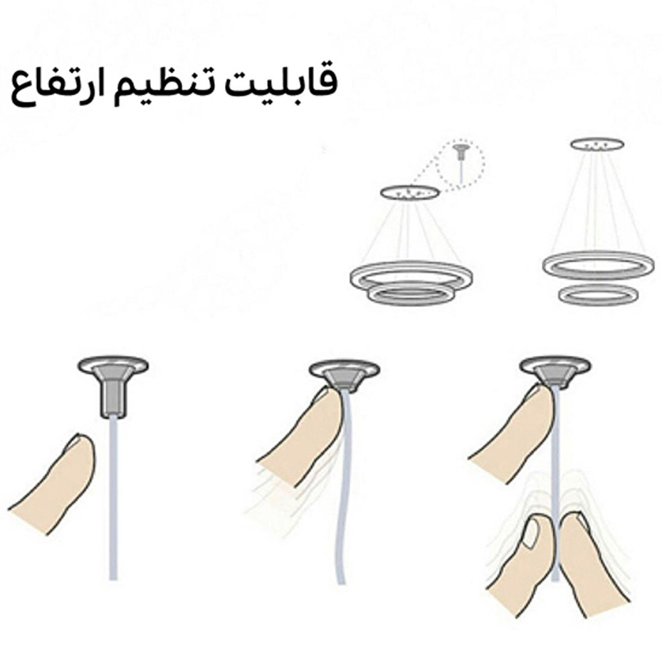 لوستر چشمه نور کد A6345/3H-G زیتونی (ریموت‌دار)