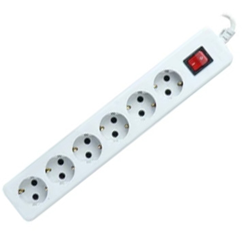 شش راه پارت الکتریک ارت دار مغزی سرامیک با کابل 1/8 متر کد 707