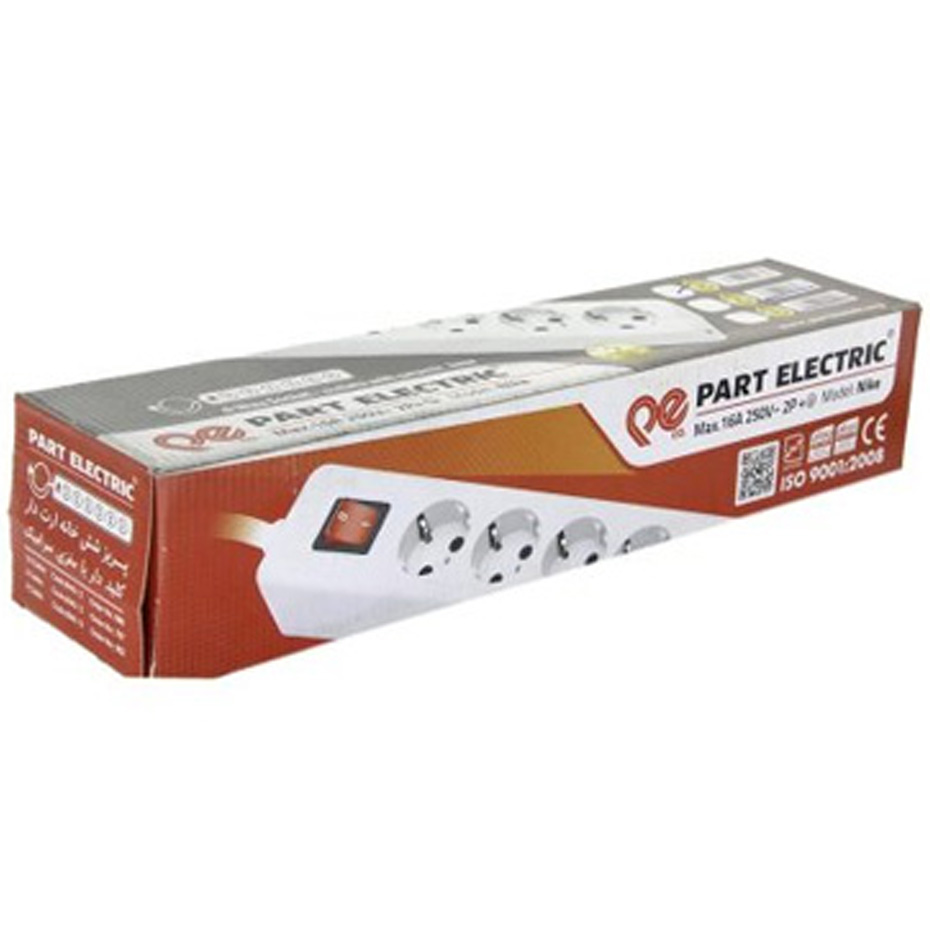 شش راه پارت الکتریک ارت دار مغزی سرامیک با کابل  5 متر کد 992