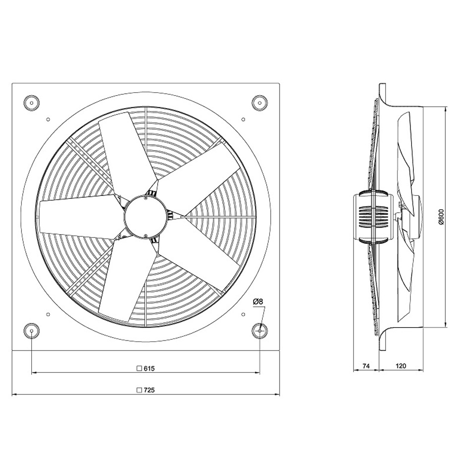 هواکش صنعتی سبک فلزی سری VID - 60 D4T