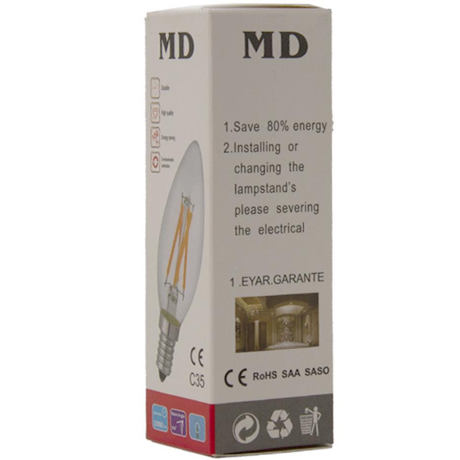 لامپ شمعی 6 وات فیلامنت ام دی MD