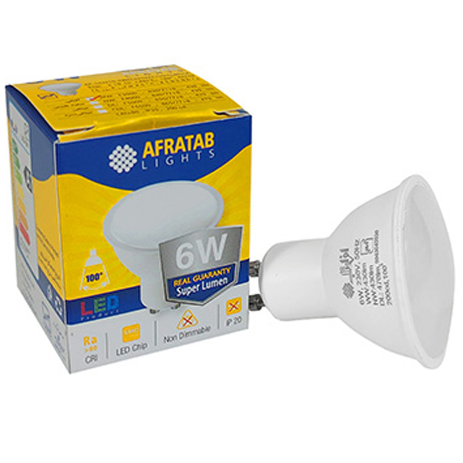 لامپ هالوژنی 6 وات دیفیوزر دار افراتاب پایه GU10 مدل AF-SGU10-6WD