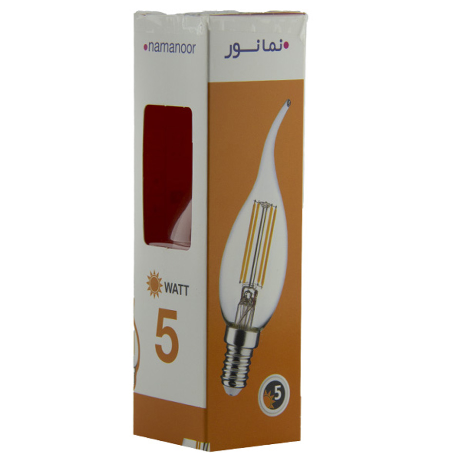 لامپ LED فیلامنت اشکی 5 وات نمانور پایه E14