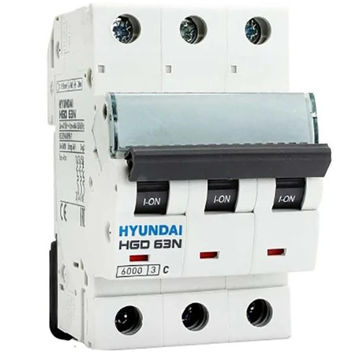 کلید مینیاتوری 63 آمپر سه پل هیوندای کد C63-6KA-3P