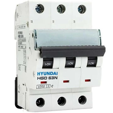 کلید مینیاتوری 25 آمپر سه پل هیوندای کد C25-6KA-3P