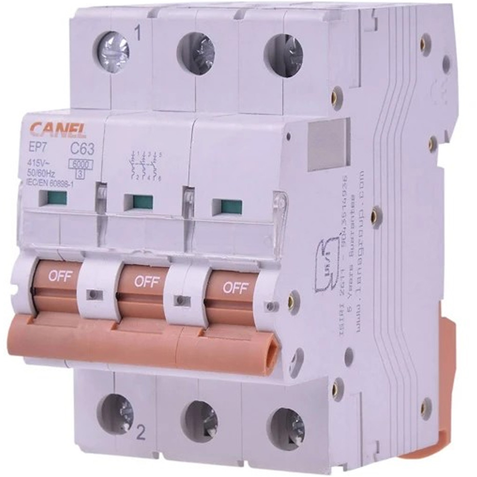 کلید مینیاتوری 50 آمپر سه پل AC کانل کد C50-6KA-3P