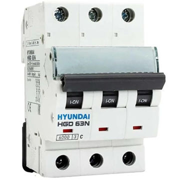 کلید مینیاتوری 16 آمپر سه پل هیوندای کد C16-6KA-3P