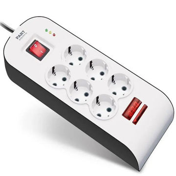 محافظ 6 راه ارت‌دار دیجیتال پارت الکتریک با کابل 1.8 متری کد 8794