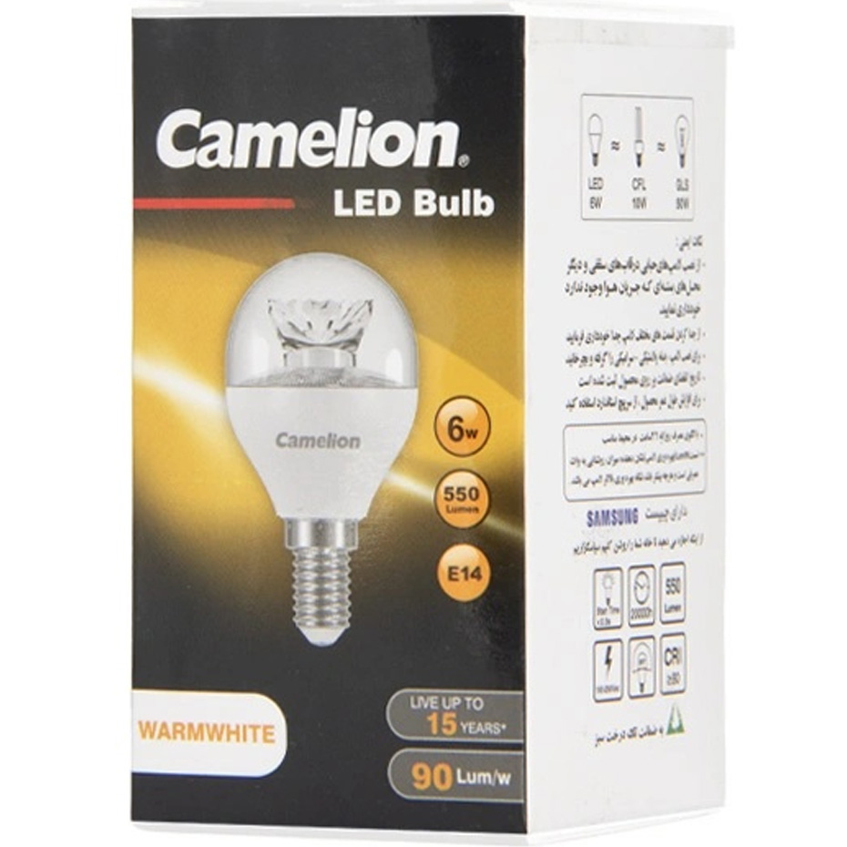 لامپ LED شمعی 6 وات کملیون کریستال شفاف پایه E14