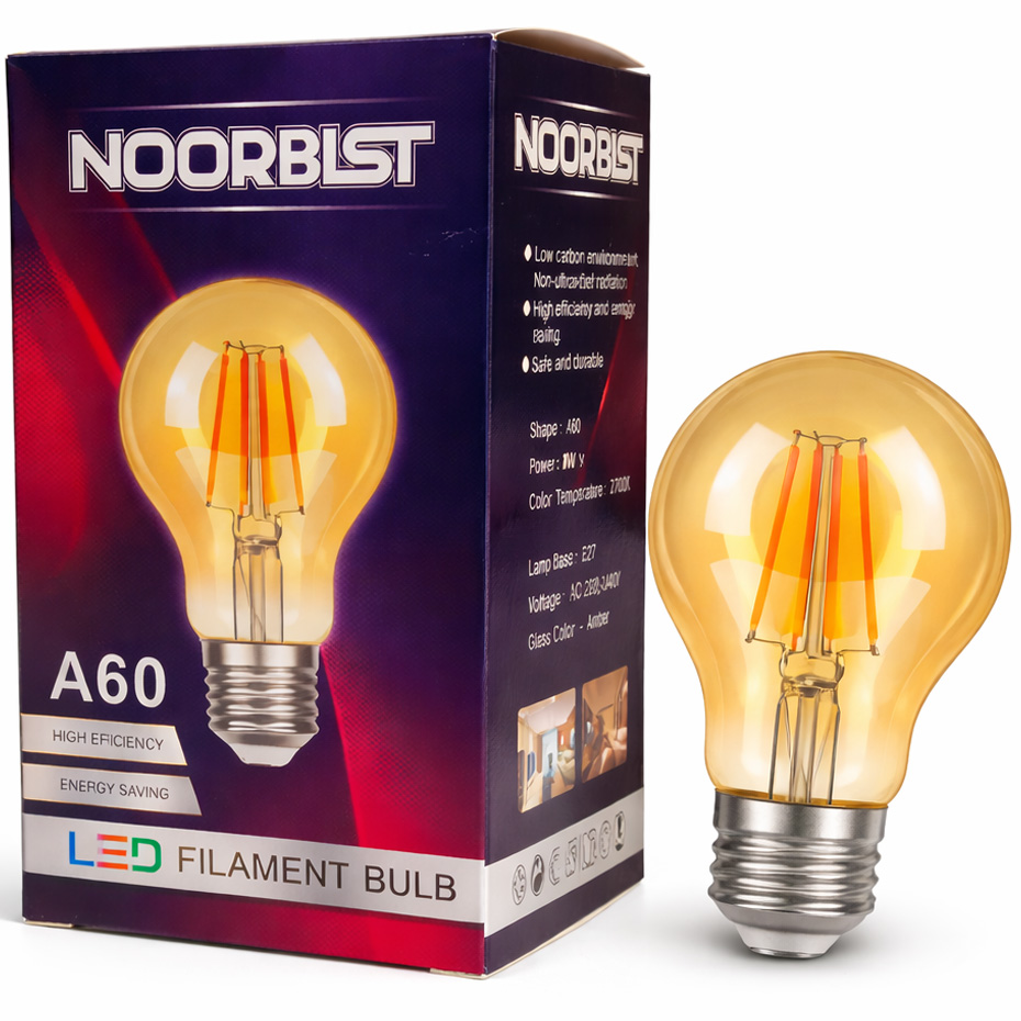 لامپ 8 وات فیلامنت A60 نوربیست NOOBIST پایه E27 سرپیچ معمولی