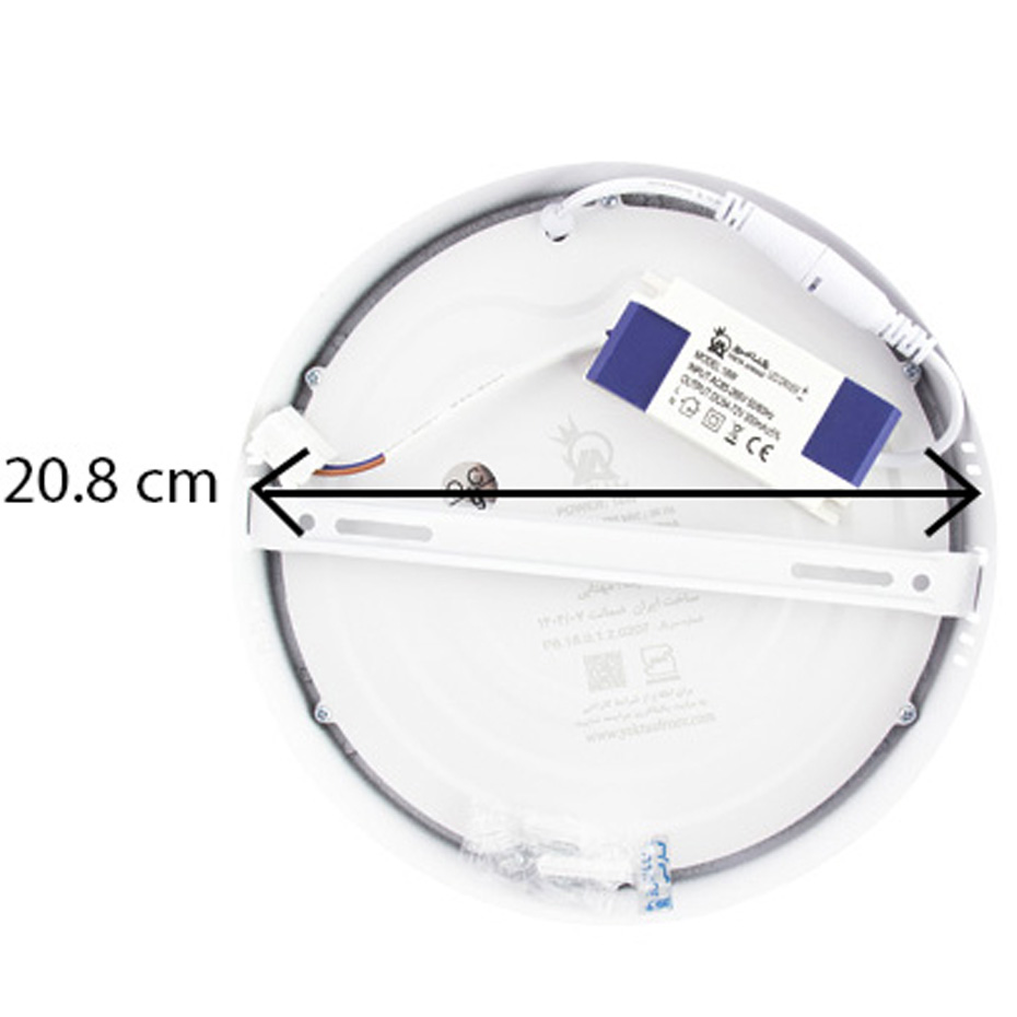 پنل LED یکتا افروز 18 وات گرد روکار ساید لایت با فریم آلومینیومی