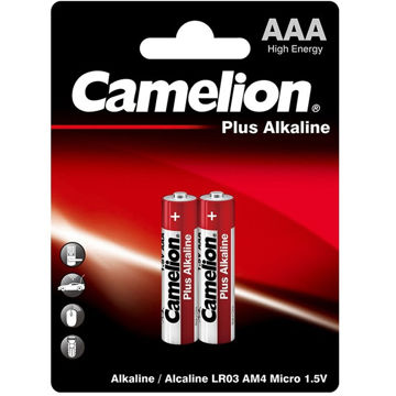 باتری نیم‌قلمی 1.5 ولت کملیون مدل PLUS Alkaline بسته 2 عددی