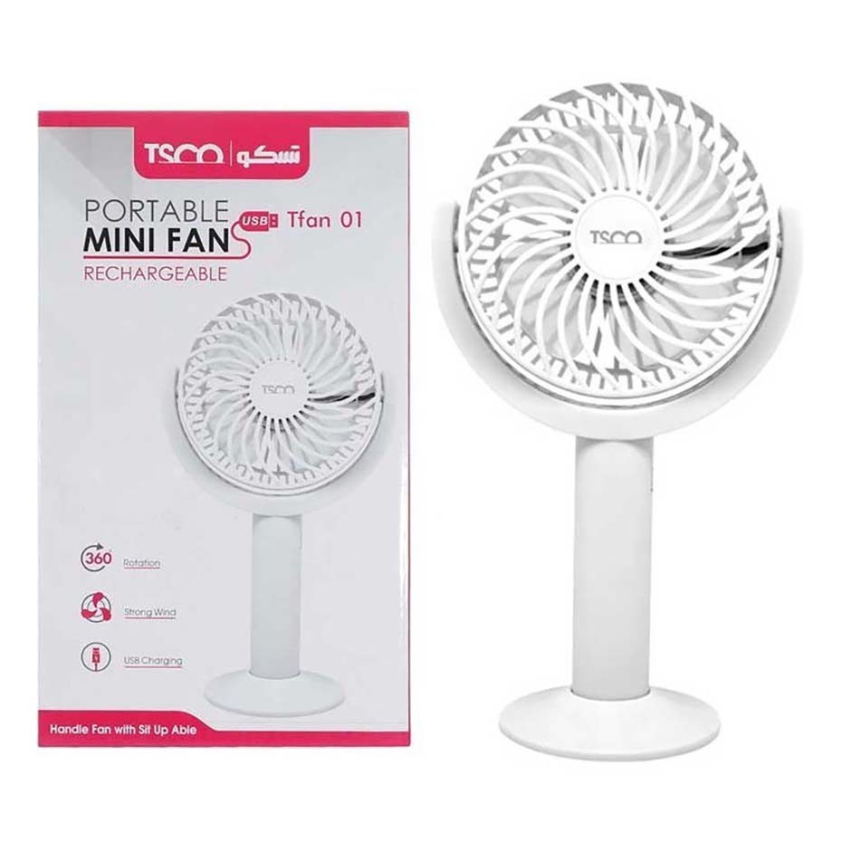 پنکه دستی شارژی تسکو مدل TFAN01 سفید TSCO