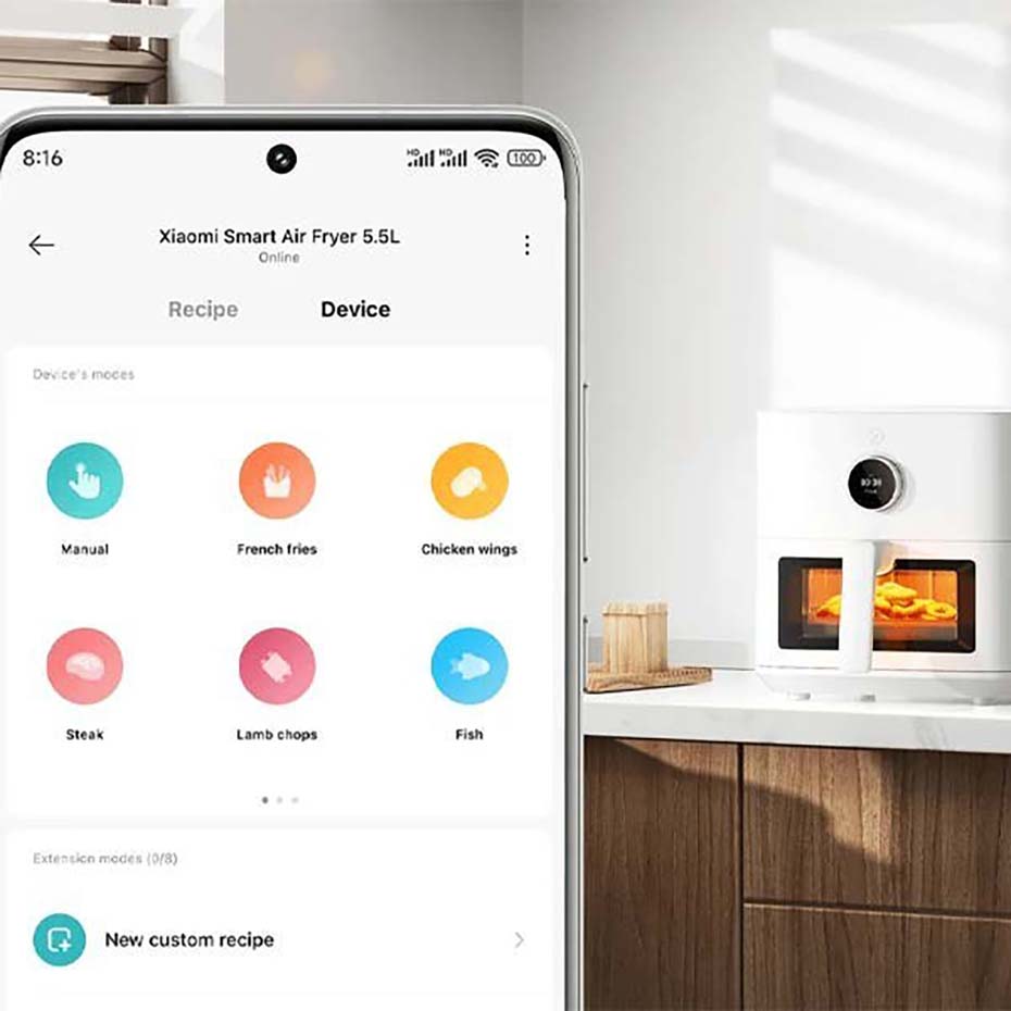 اپلیکیشن سرخ کن بدون روغن و هواپز شیائومی مدل XIAOMI Smart Air Fryer MAF15 5.5L سفید