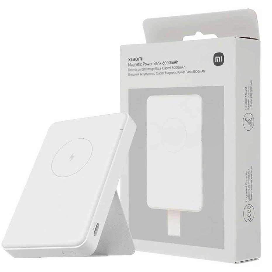 خرید پاوربانک مگ سیف شیائومی مدل MI MAGNETIC 6000mAh 18W سفید