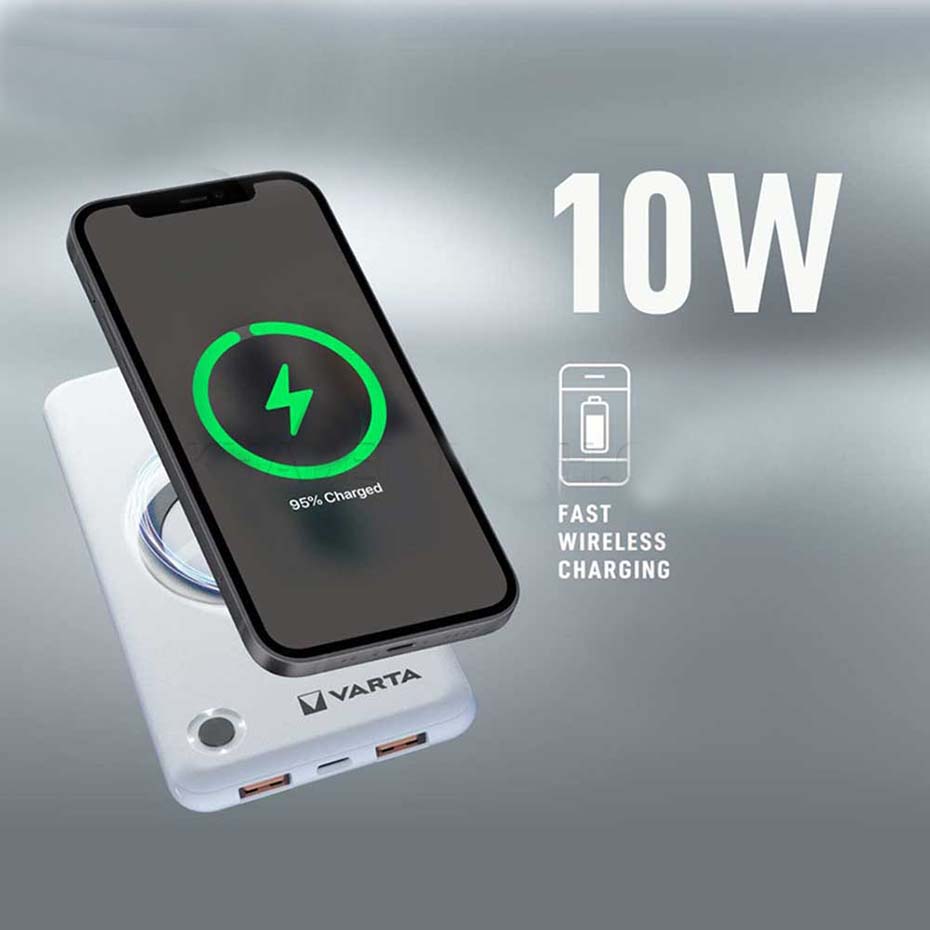 قیمت پاوربانک وایرلس وارتا مدل VARTA WIRELESS 10000mAh 20W سفید