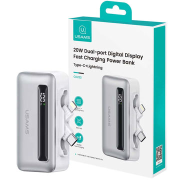 خرید پاوربانک و شارژر همراه یوسمز مدل Usams CD233 4500mAh 20W نقره ای