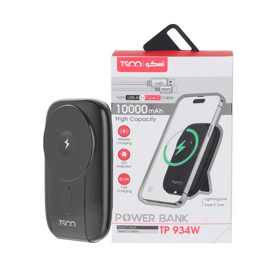 خرید پاوربانک مگ سیف تسکو مدل TSCO TP934 10000mAh 22.5W مشکی