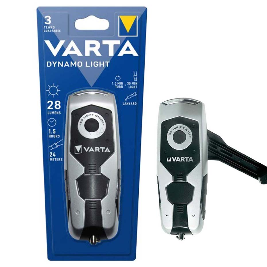 خرید چراغ قوه هندلی وارتا مدل VARTA DYNAMO LIGHT نقره ای