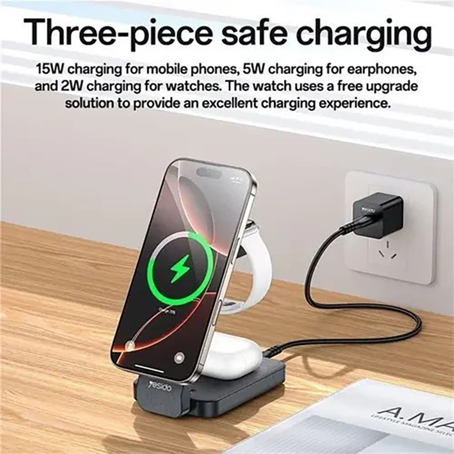 مشخصات استند وایرلس شارژ رومیزی یسیدو مدل Yesido DS26 20W