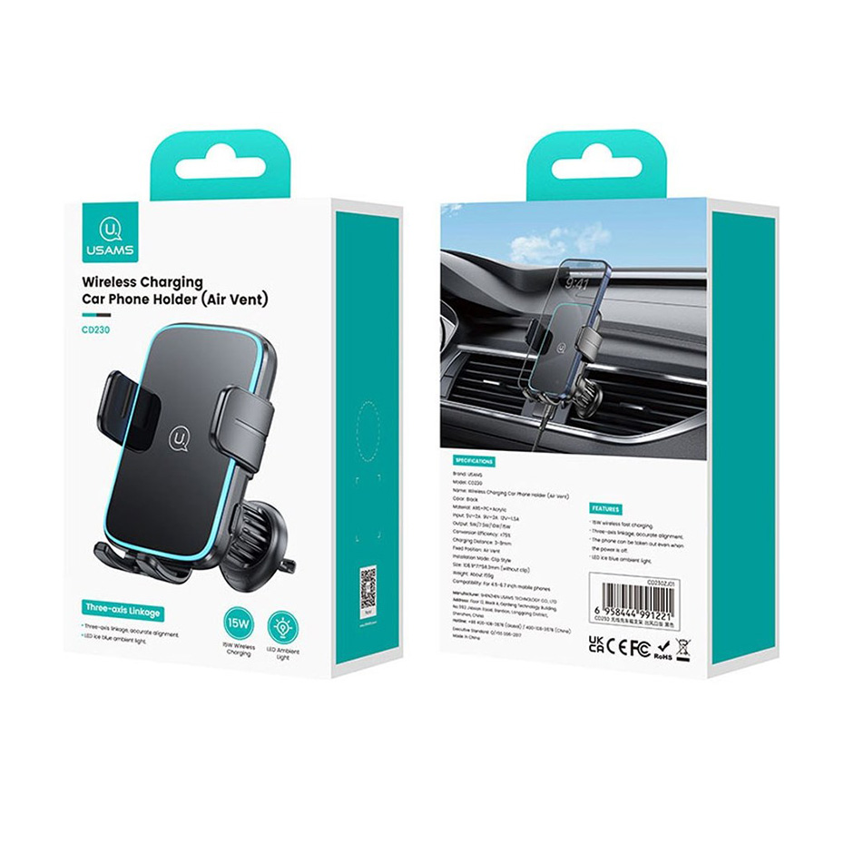 جعبه هولدر و شارژر وایرلس موبایل یوسمز مدل USAMS CD230 15W