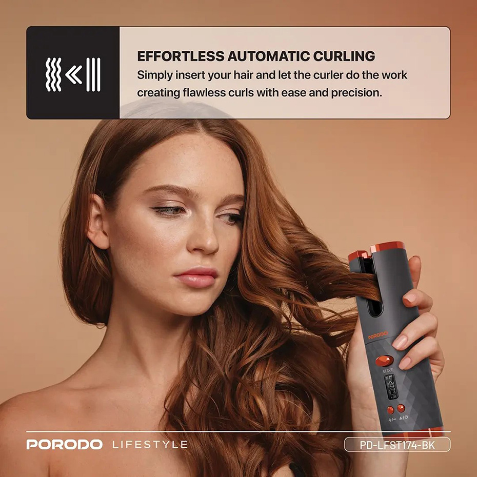 مشخصات دستگاه کرلی و فرکننده مو پورودو مدل PORODO Automatic Hair Curler PDLFS174