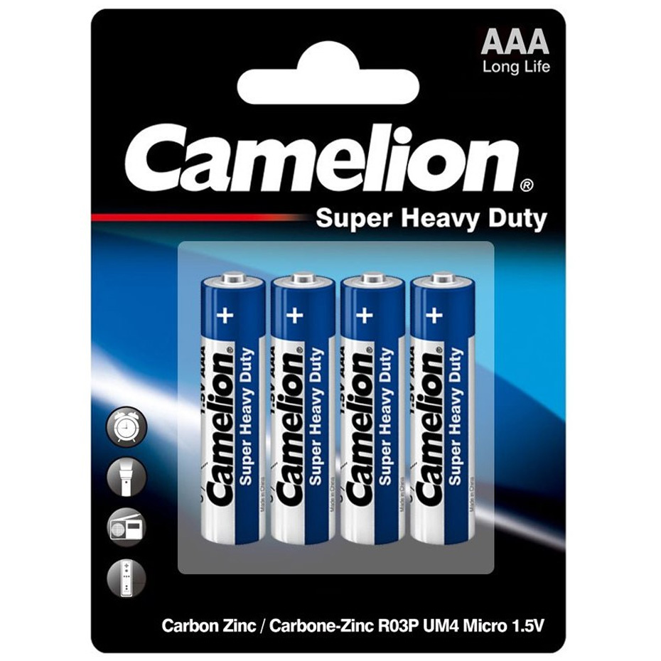 باتری نیم‌قلمی کملیون Super Heavy Duty AAA بسته 4 عددی