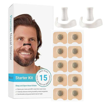 خرید گیره رفع خروپف در 4 سایز مدل STARTER به همراه چسب بینی بسته 3 عددی سفید