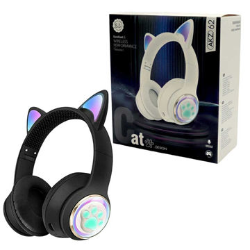 خرید هدست بی سیم فانتزی طرح گربه مدل Wireless AKZ 62 مشکی