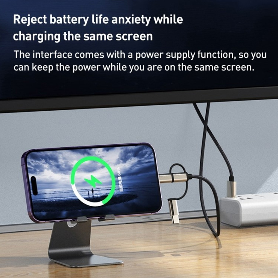 کابل انتقال تصویر تایپ C سی و آیفون تبدیل Yesido HM14 Lightning/MicroUSB/Type-C to HDMI 2m