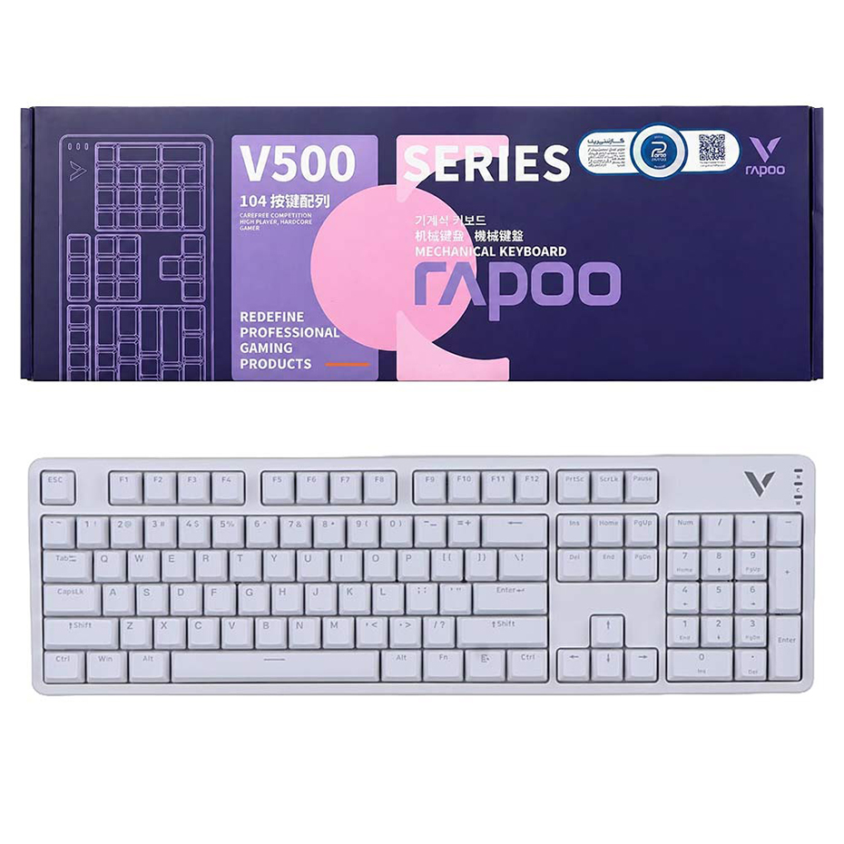 خرید کیبورد گیمینگ سیم دار رپو مدل RAPOO V500 PRO سفید