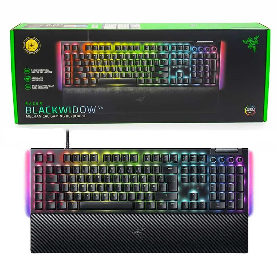 خرید کیبورد سیم دار گیمینگ ریزر مدل RAZER BLACKWIDOW V4 Green Switch