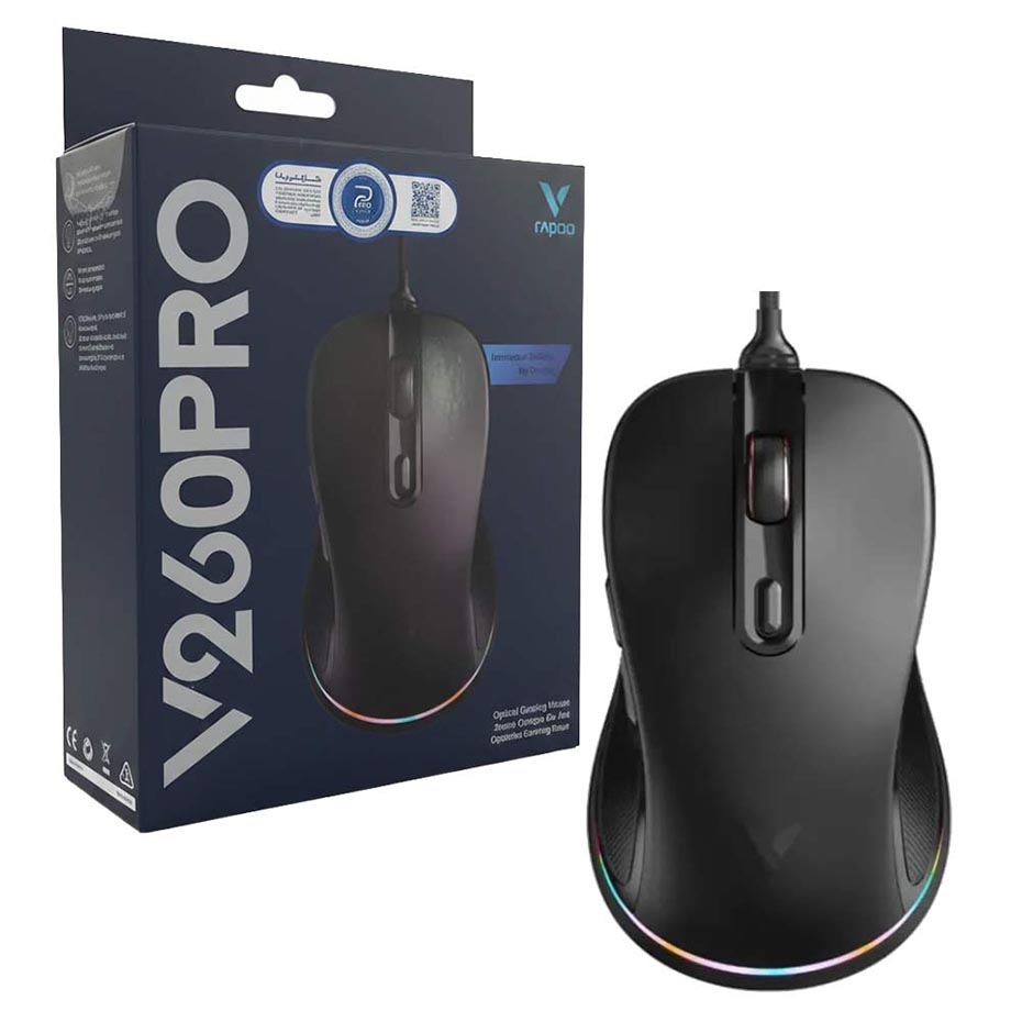 خرید ماوس سیم دار گیمینگ RAPOO V260Pro مشکی