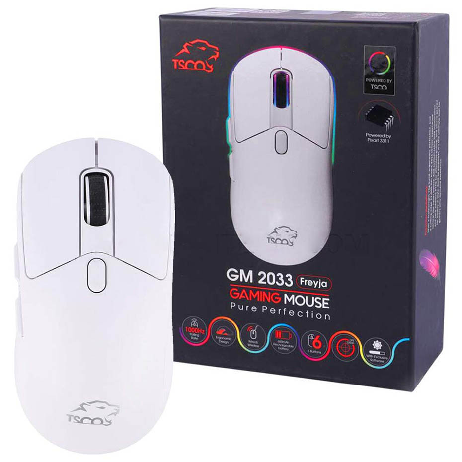 خرید ماوس بی سیم گیمینگ مدل TSCO GM 2033 سفید