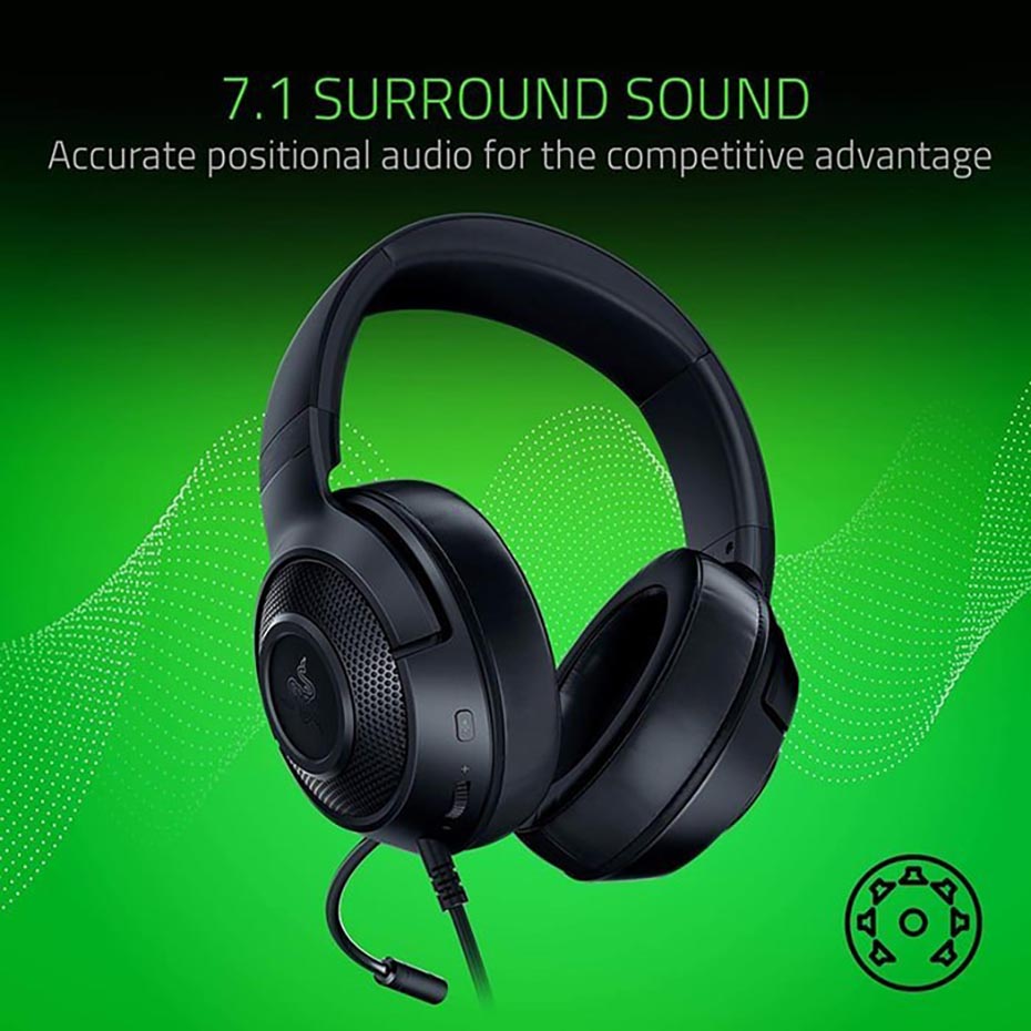 مشخصات هدست سیم دار گیمینگ ریزر مدل RAZER KRAKEN X LITE مشکی